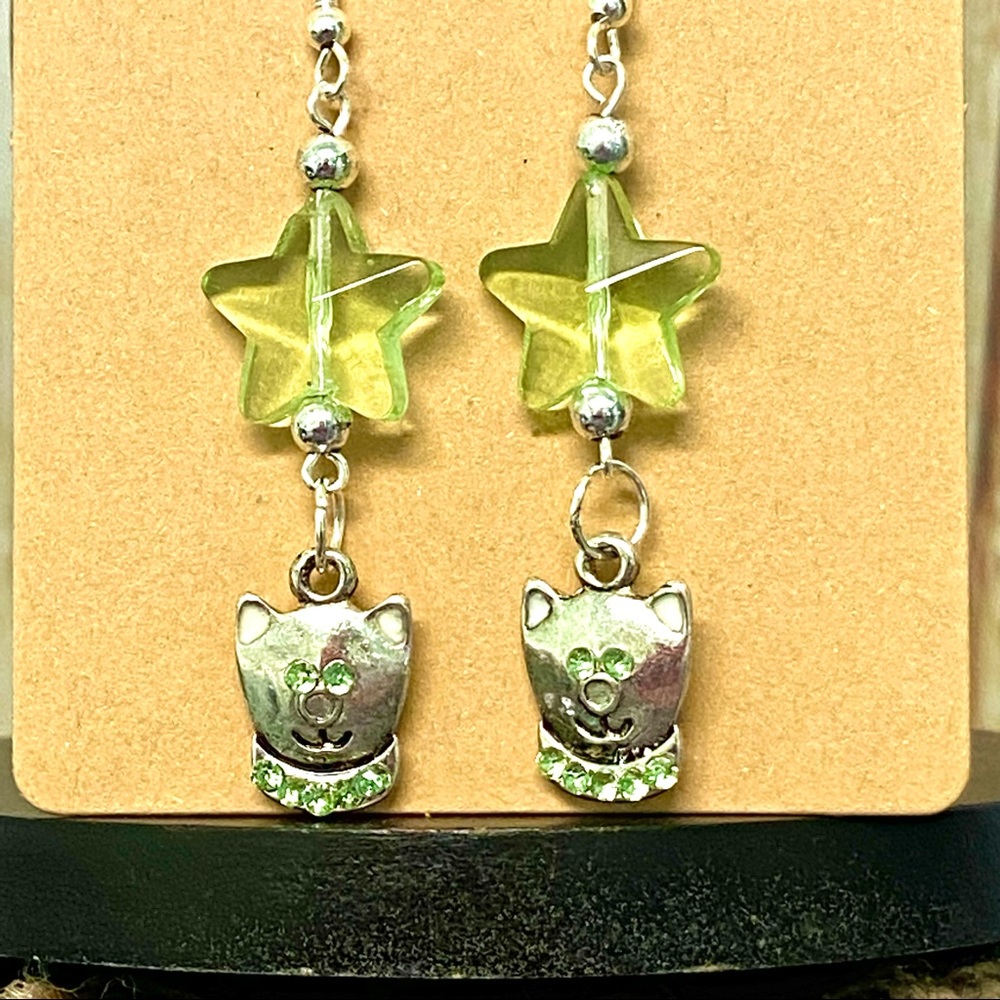 Cat Star Earrings-NEW-Handmade